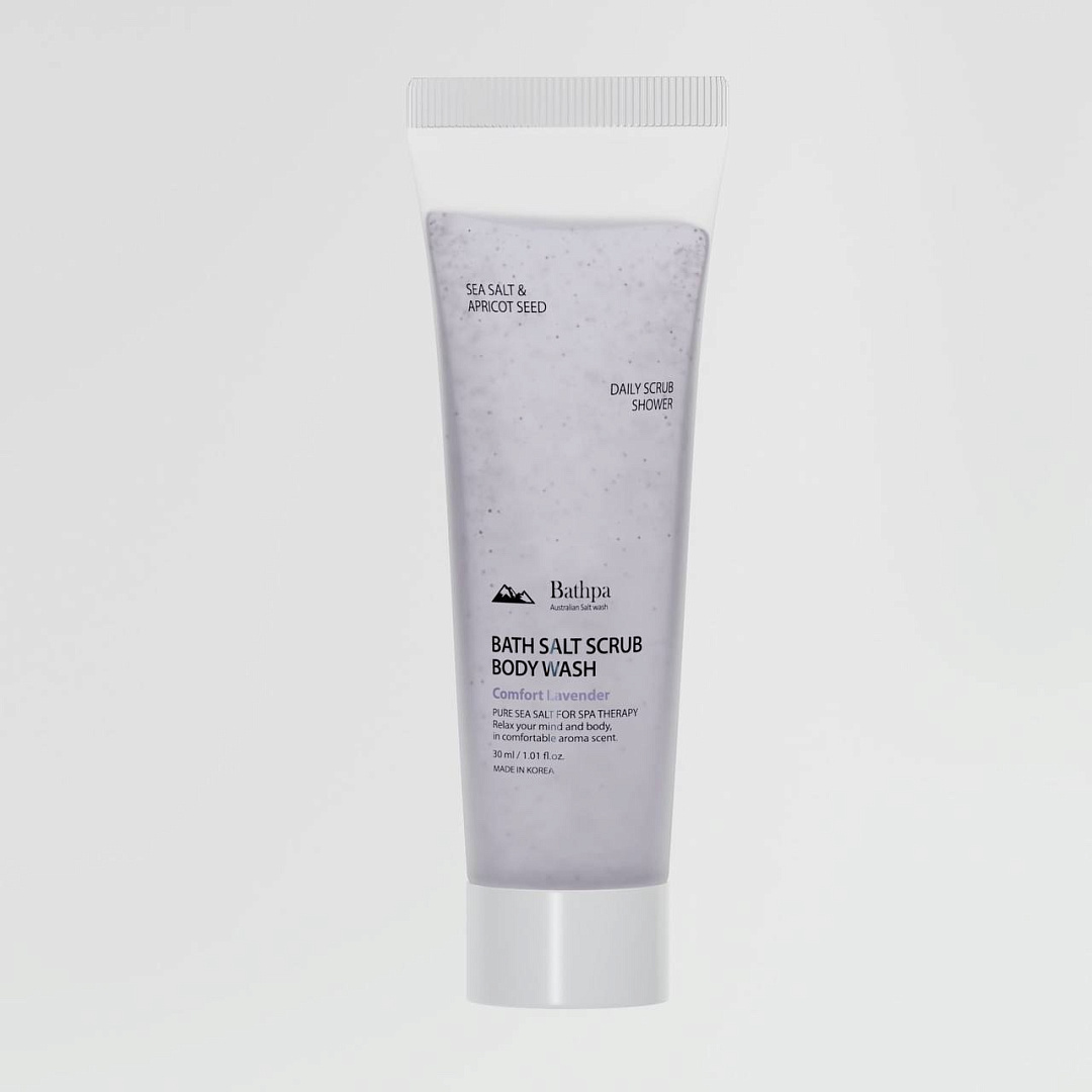 [Bathpa] Гель-скраб для тела с морской солью и экстрактом лаванды Bath Salt Scrub Body Wash Comfort Lavender, 30 мл