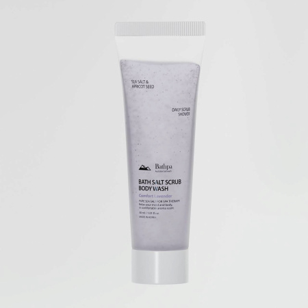 [Bathpa] Гель-скраб для тела с морской солью и экстрактом лаванды Bath Salt Scrub Body Wash Comfort Lavender, 30 мл