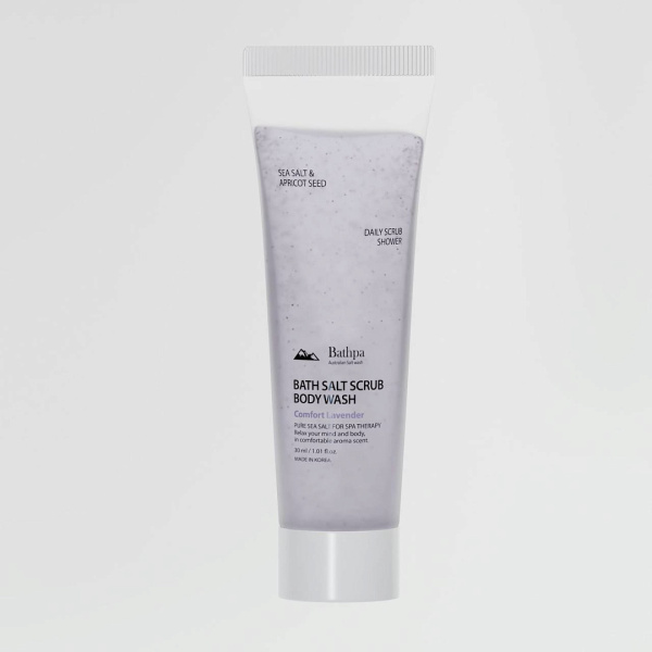 [Bathpa] Гель-скраб для тела с морской солью и экстрактом лаванды Bath Salt Scrub Body Wash Comfort Lavender, 30 мл