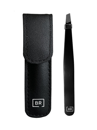 [BEAUTY RELIGION] Пинцет скошенный в чехле-брелоке ЧЁРНЫЙ Bevel-edged tweezers in carrying case black, 1 шт*уп