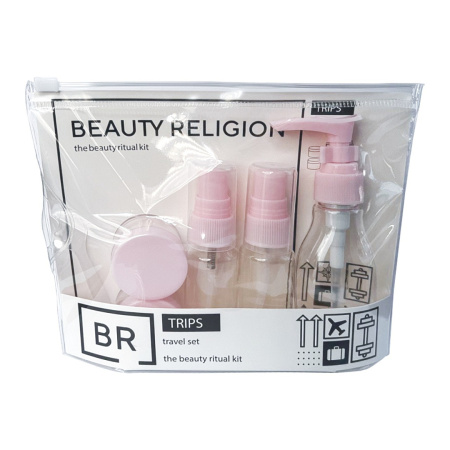 [BEAUTY RELIGION] Набор флаконов для косметических средств РОЗОВЫЙ Travel kit (pink), 5 шт*1 уп