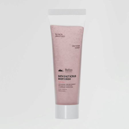 [Bathpa] Гель-скраб для душа с морской солью и экстрактом белой розы Bath Salt Scrub Body Wash Soft Rosy, 30 мл