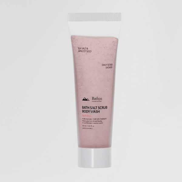 [Bathpa] Гель-скраб для душа с морской солью и экстрактом белой розы Bath Salt Scrub Body Wash Soft Rosy, 30 мл